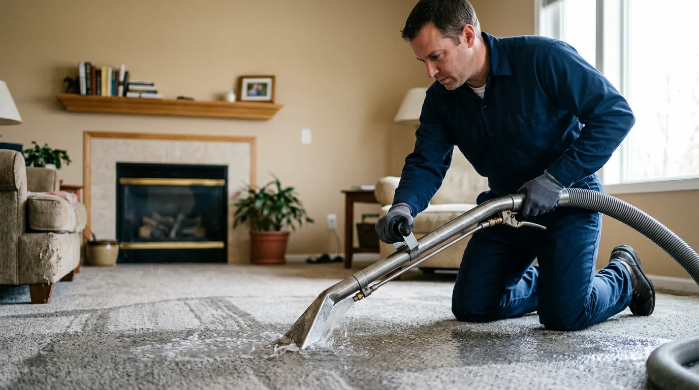 Water damage restoration technician working near Livonia, NY